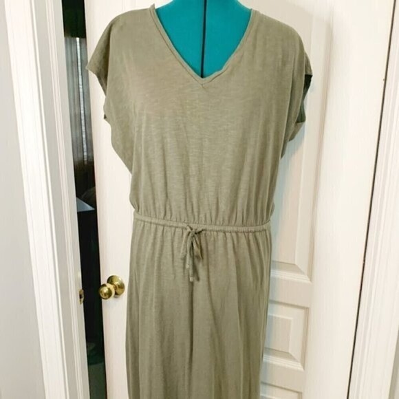 GAP Maxi V Neck Sleeveless Comfy Soft Drawstring Cotton Casual Summer Dress - Picture 4 of 11